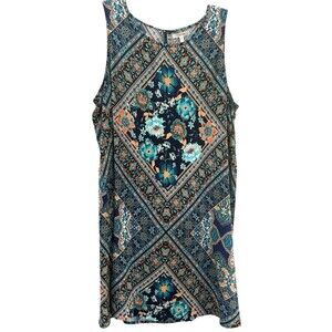 Maurices Sleeveless Summer Dress Size Large Blue Floral Abstract Shift Dress NWT